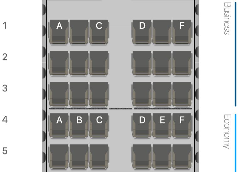 Sitzplan im A320 von Discover Airlines