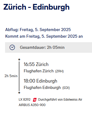 ZRH - EDI im A350
