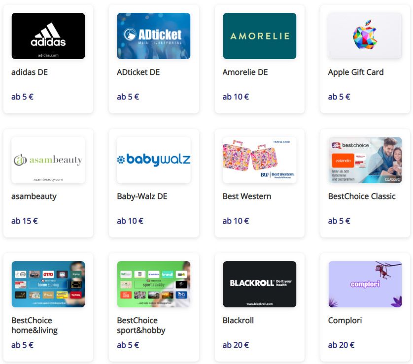 Meilen Sammeln bei Cadooz - Partner