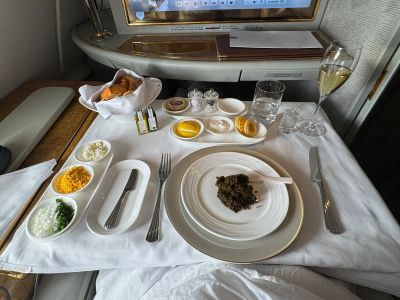Emirates First Class - Caviar Service