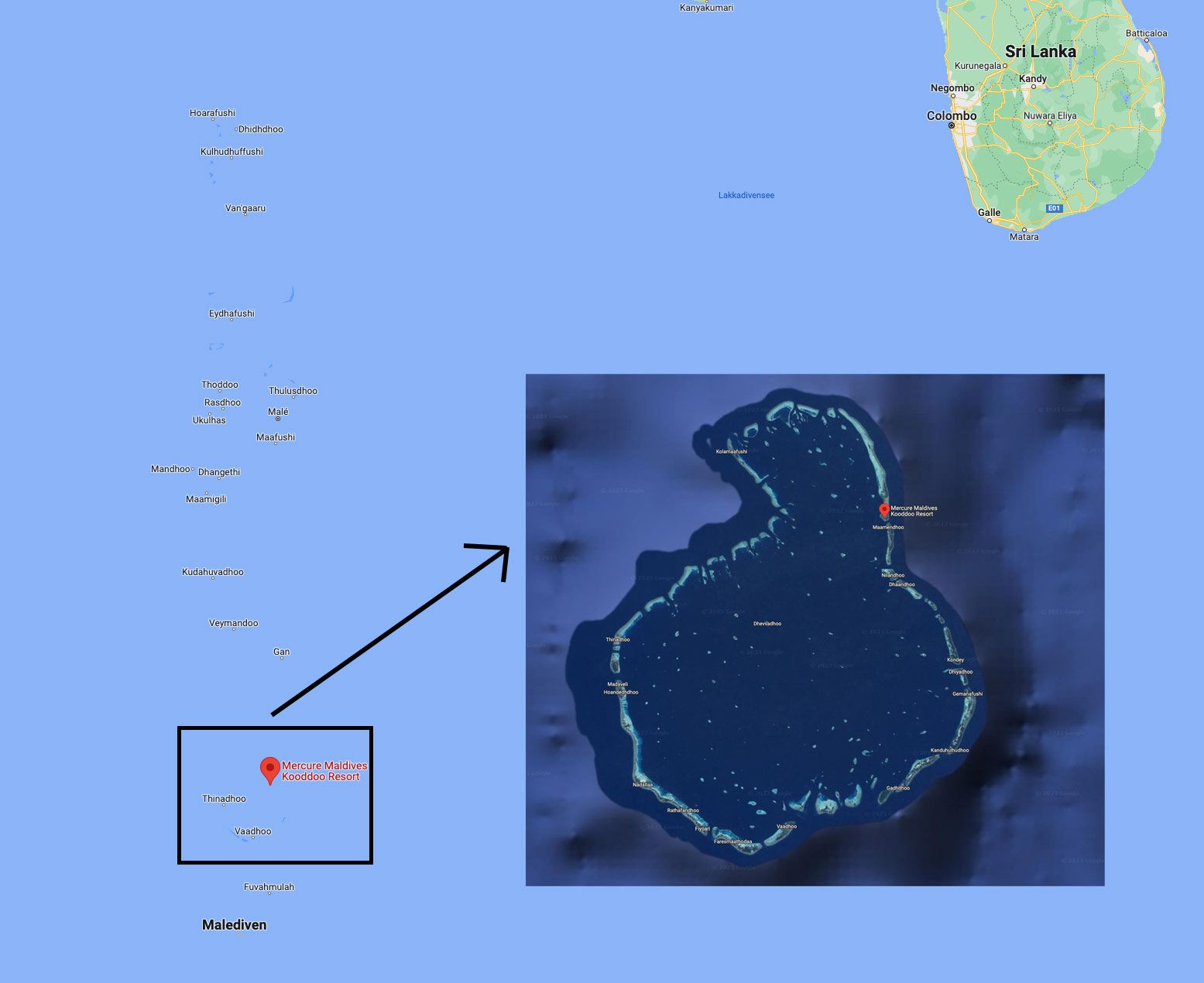 Mercure Maldives Kooddoo - Lage im indischen Ozean