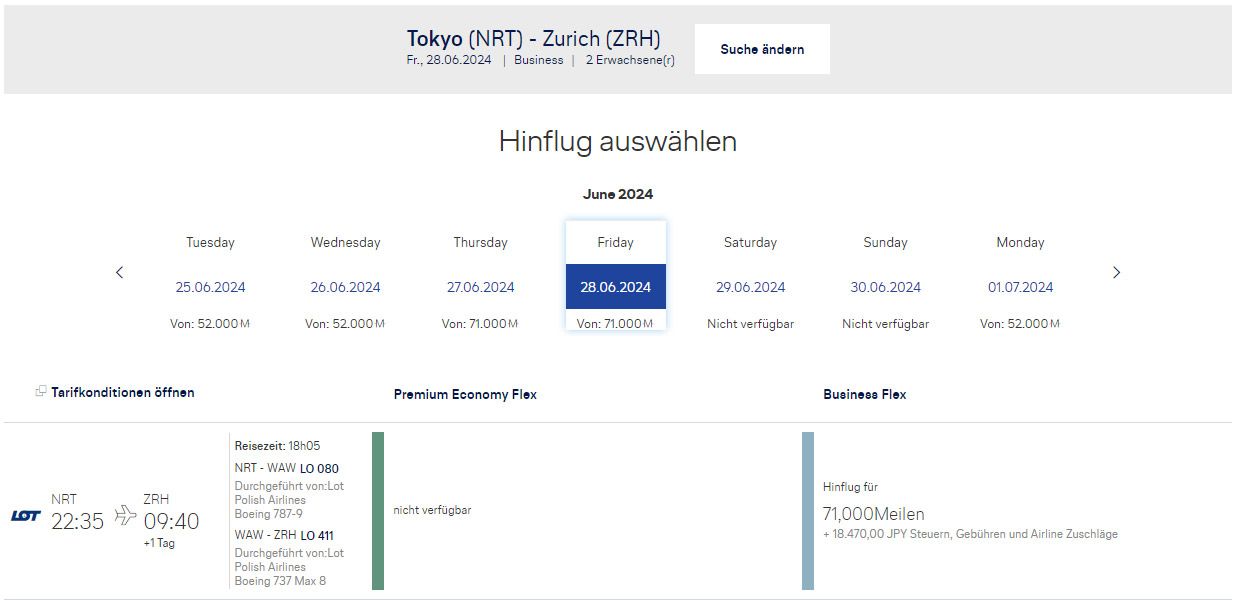 Mit Meilen nach Japan Rückflug