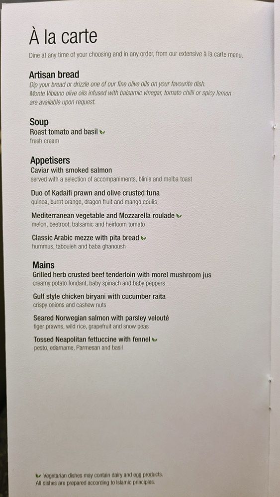 Essen auf dem Rückflüg