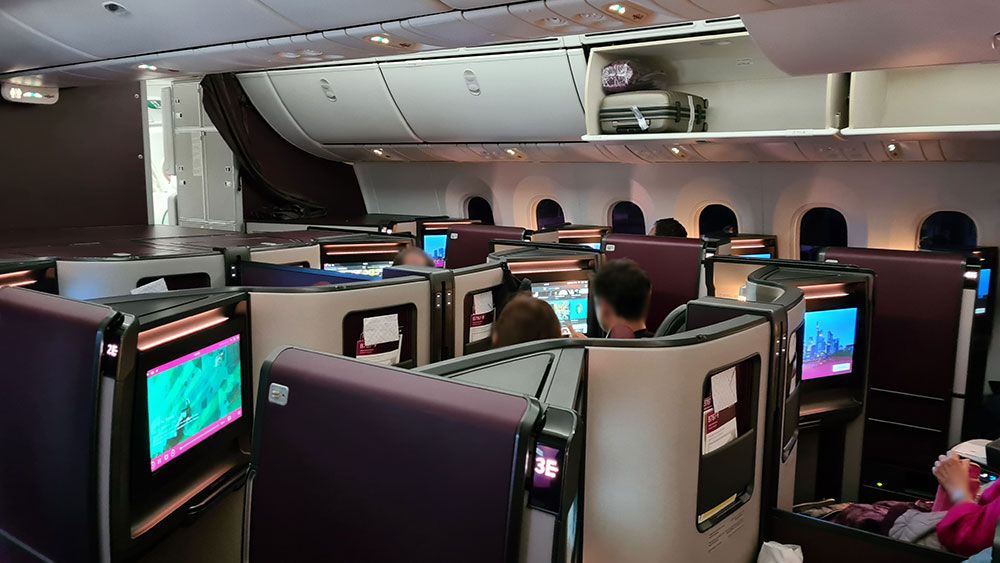 Qatar Airways Business Class Boeing 787-9 Kabine