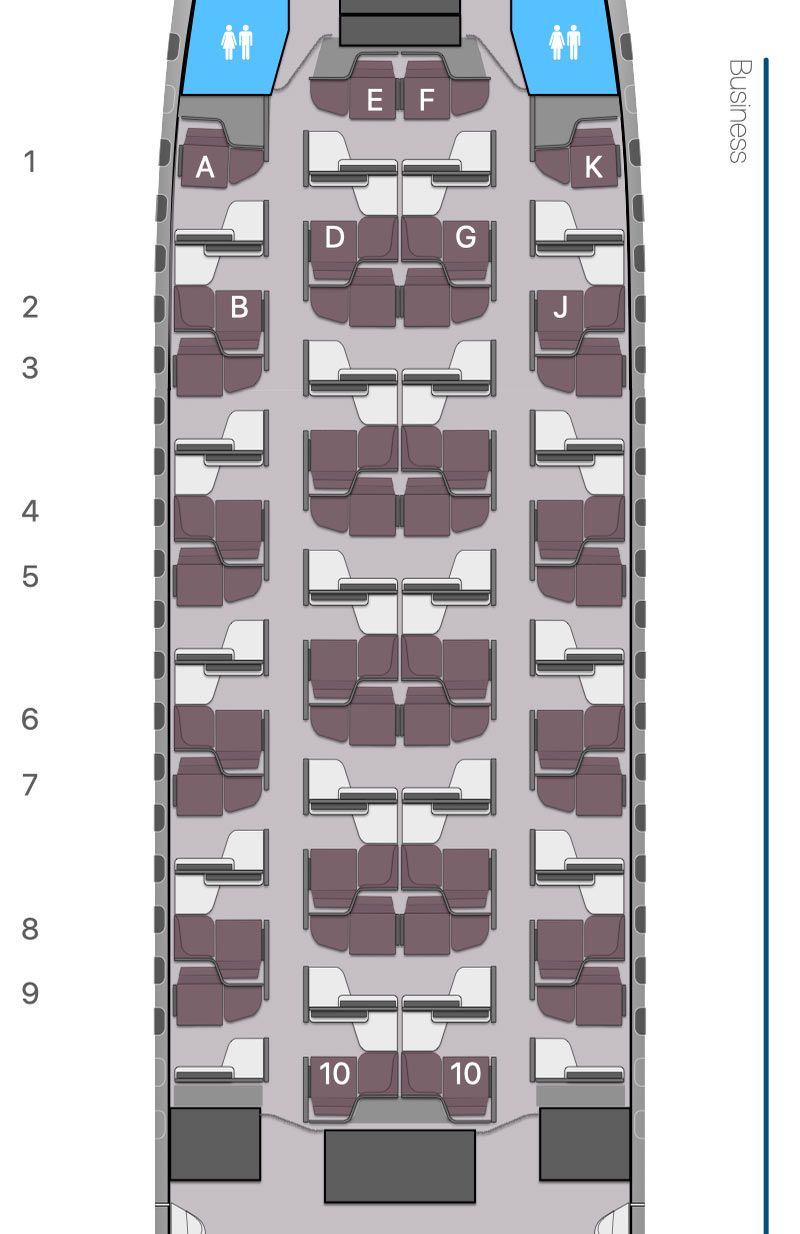 Qatar Business Class QSuite im A350 - Kabinenplan