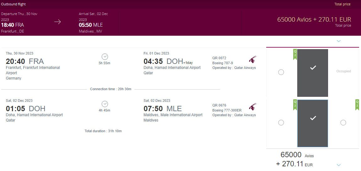 Mit Qatar Airways auf die Malediven