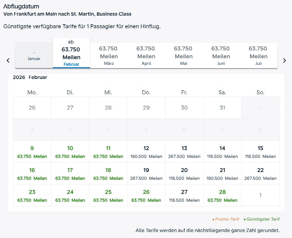 Flying Blue Monatsübersicht