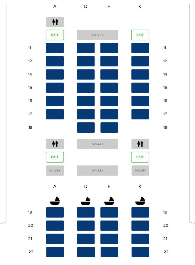 Business Class Sitzplan im A350 Long Haul von Singapore Airlines