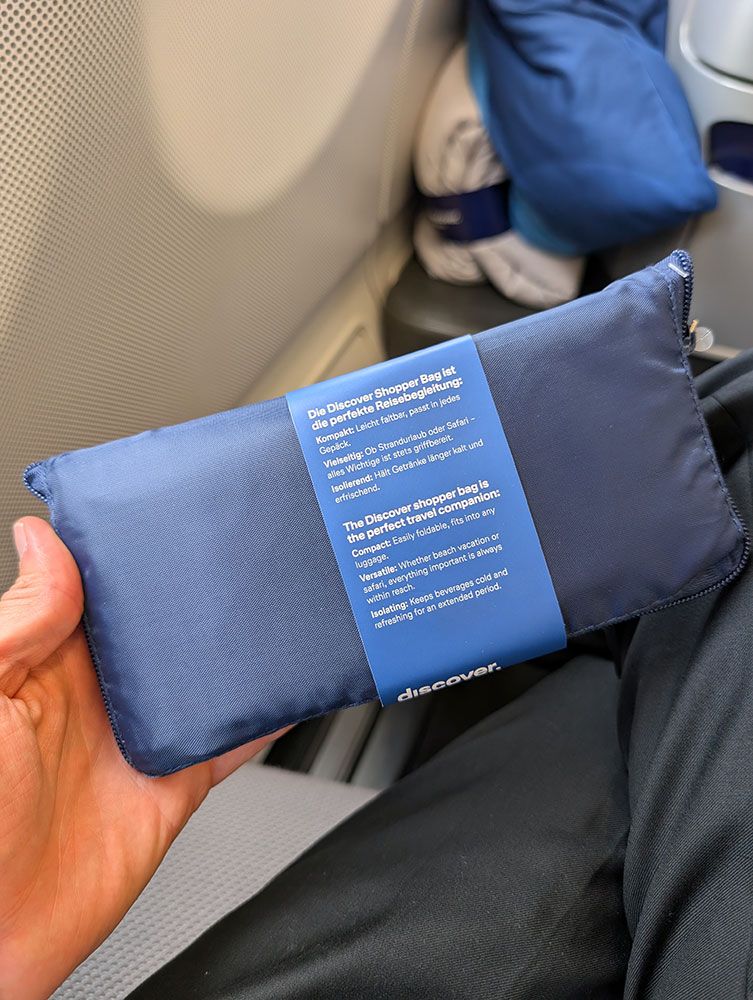 Amenity Kit auf dem Hinflug
