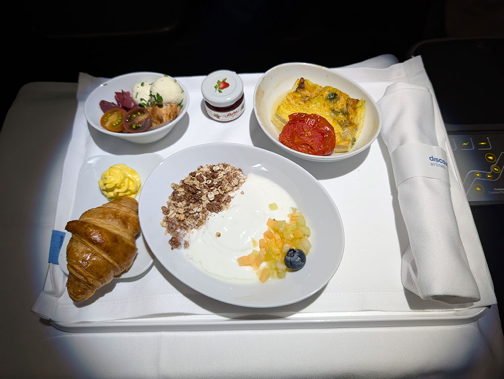 Frühstück auf dem Rückflug