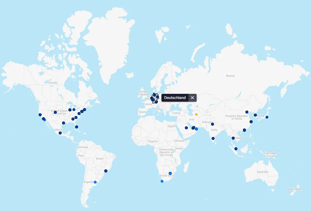 Streckennetz First Class ab Deutschland