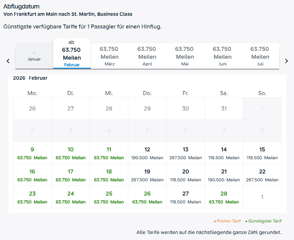Flying Blue Monatsübersicht