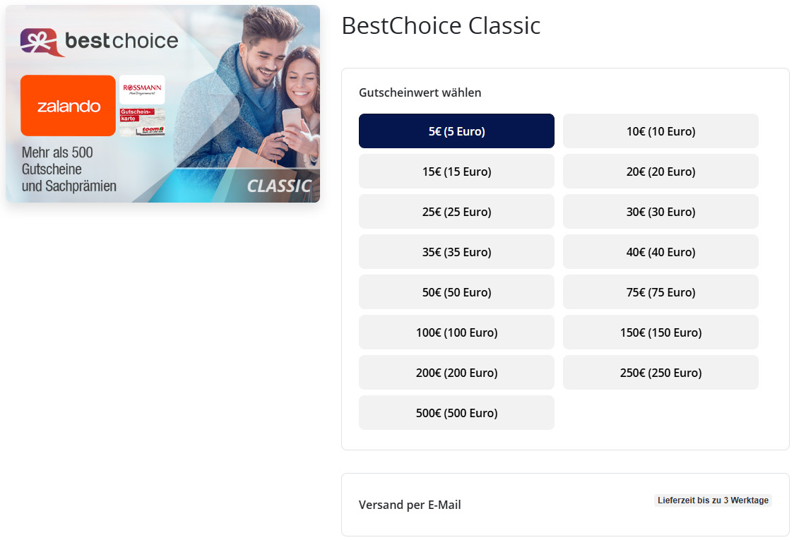 Meilen Sammeln bei Cadooz - Gutscheinwert