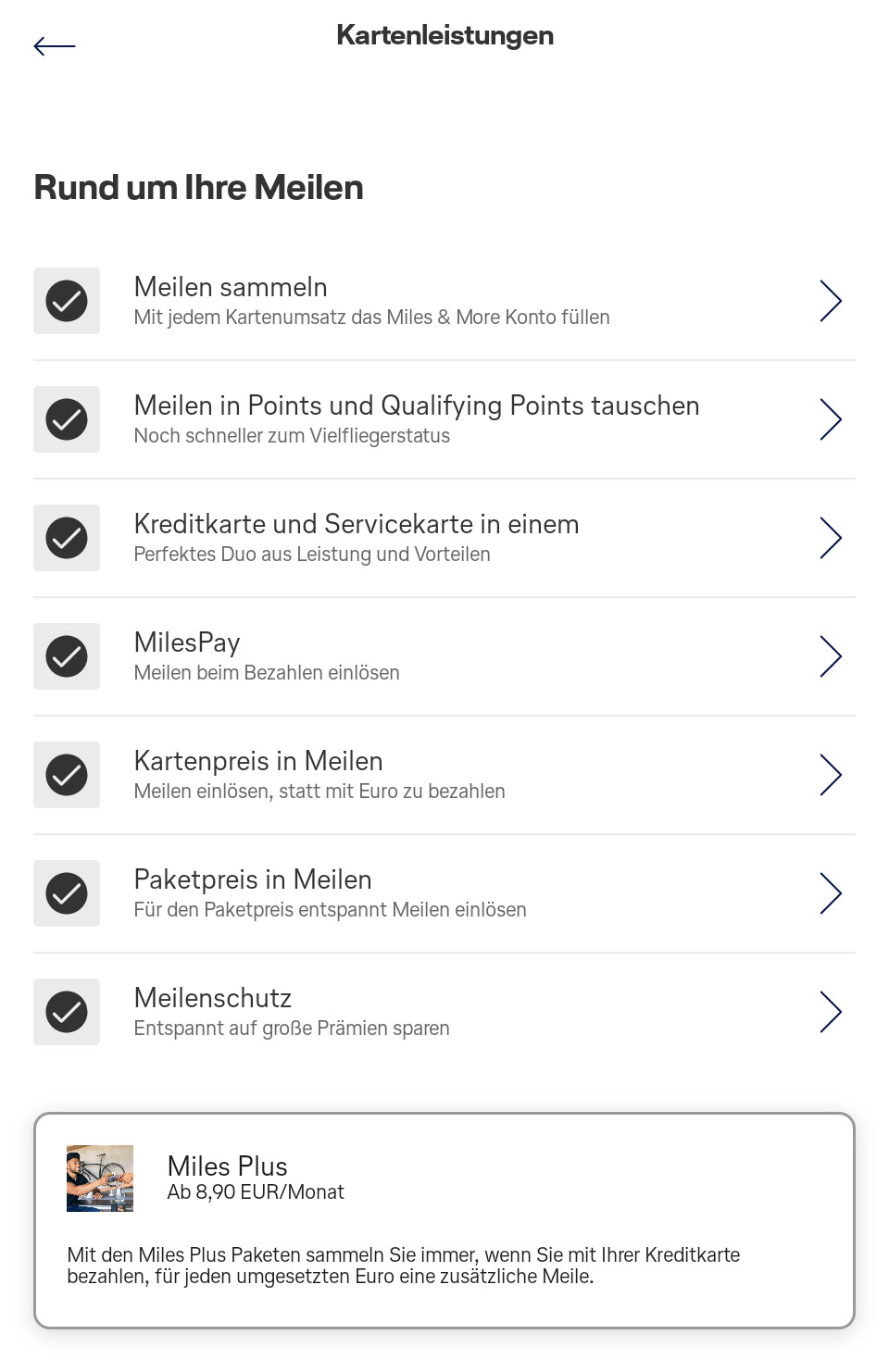 Miles & More Kreditkarte der Deutschen Bank - Leistungen