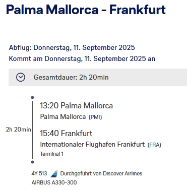 PMI - FRA im A330