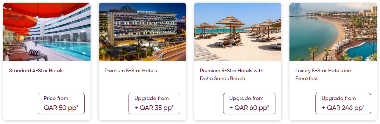 Qatar Airways Stopover Hotel Auswahl
