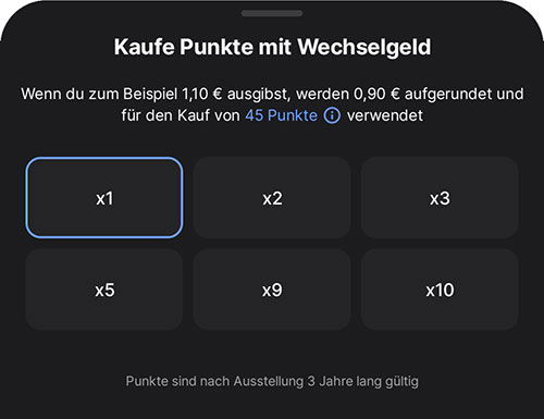 RevPoints sammeln mit Wechselgeld