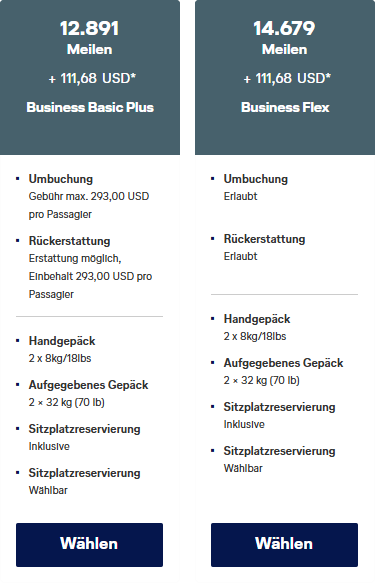 TLV - ZRH im A330 - Tarife