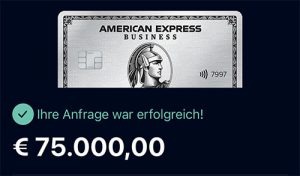 75.000 EUR Verfügungsrahmen American Express Platinum Card