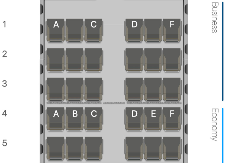 Sitzplan im A320 von Discover Airlines