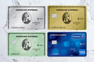 Alle vier Kreditkarten von American Express in der Übersicht
