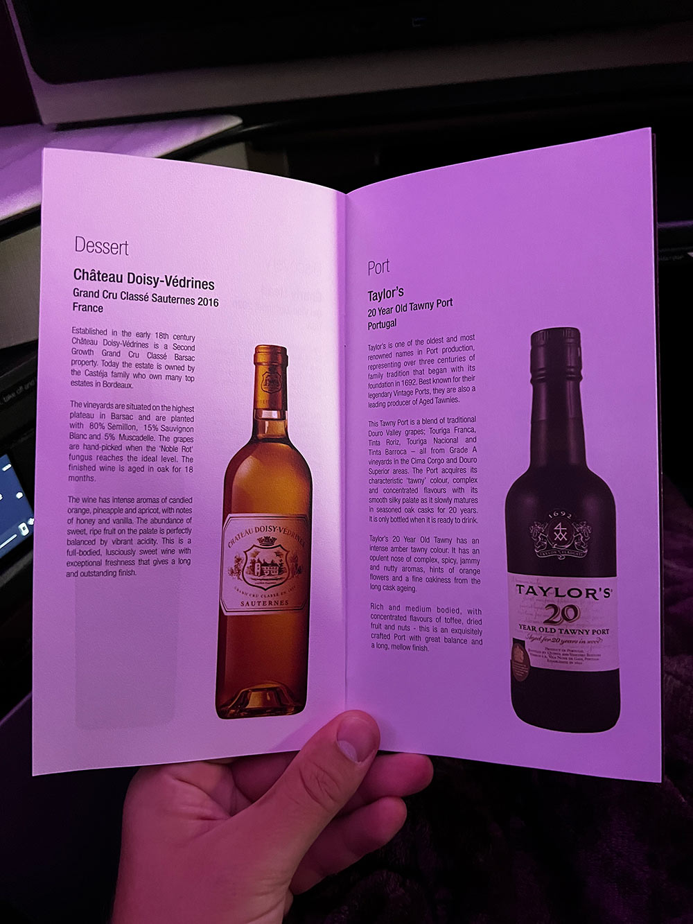 Qatar Airways Business Class Qsuite - Dessertwein