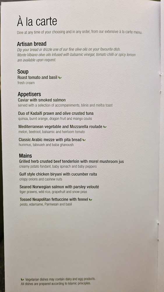 Essen auf dem Rückflüg