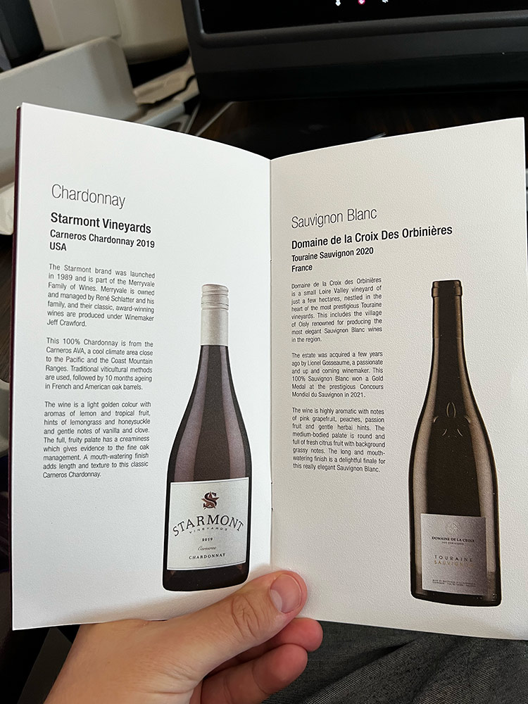 Qatar Airways Business Class - Weißwein