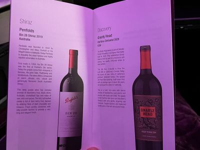 Qatar Airways Business Class Qsuite - Rotweine