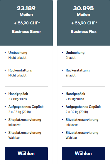 ZRH - EDI im A350 - Tarife